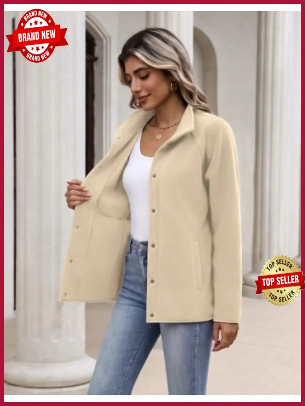 Zeagoo Women's Fleece Jacket Button Up Lightweight Winter Coat with Pockets